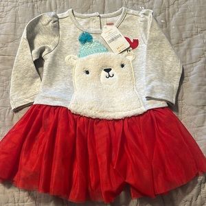 Gymboree 3-6 Christmas bear dress nwt